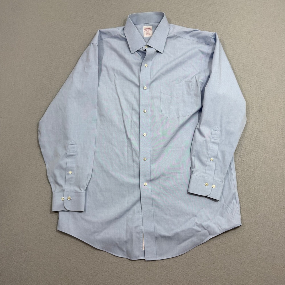 Brooks Brothers Dress Shirt Men 16-2/3 Blue 346 Regular Fit Non-Iron Oxford